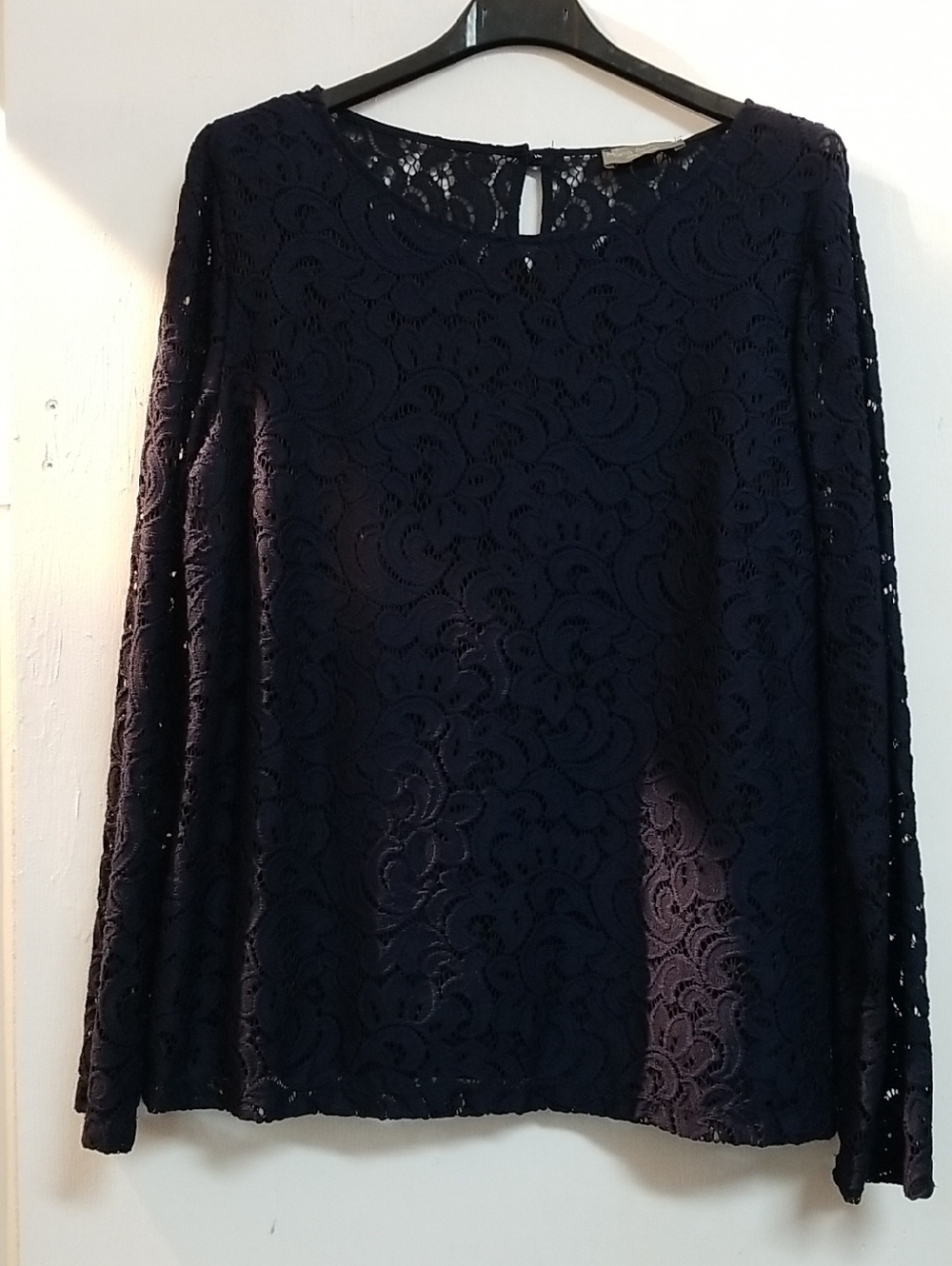 Navy Lace Long-Sleeve Women's Top